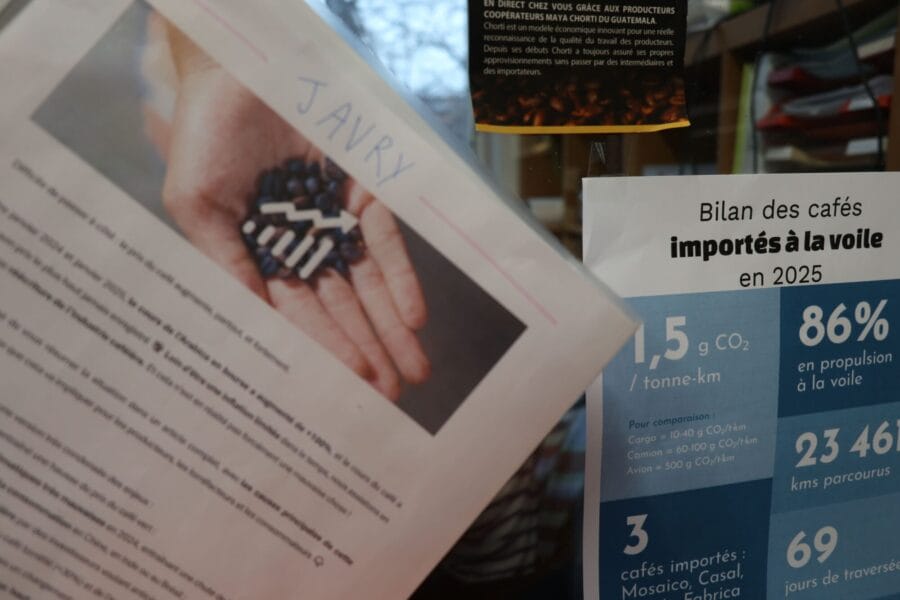 Des infos écrites sur les sortes de café en magasin