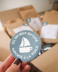 étiquette de café importé à la voile Granja Javry